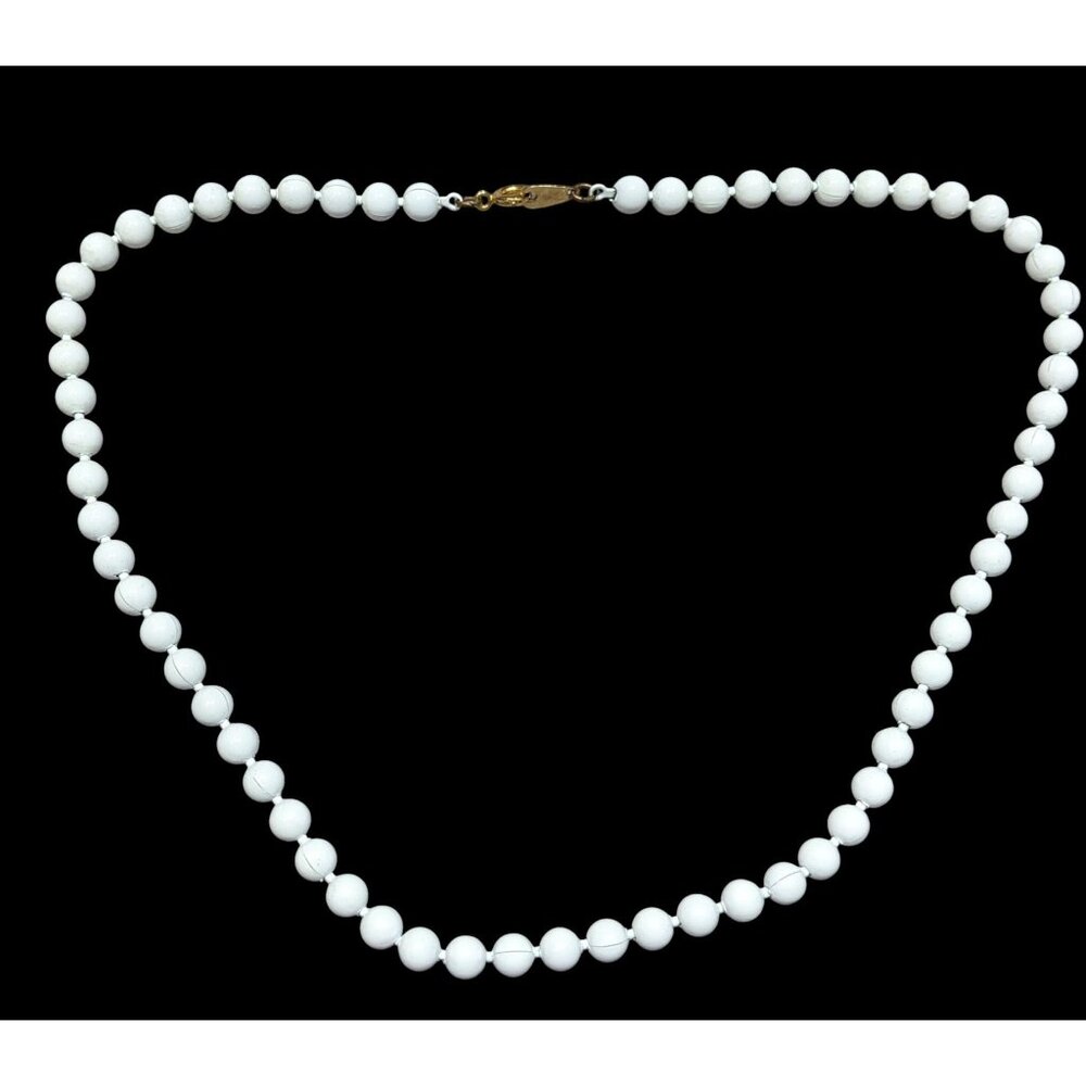 Vintage Oops A Daisy White Hollow Metal Beaded Necklace